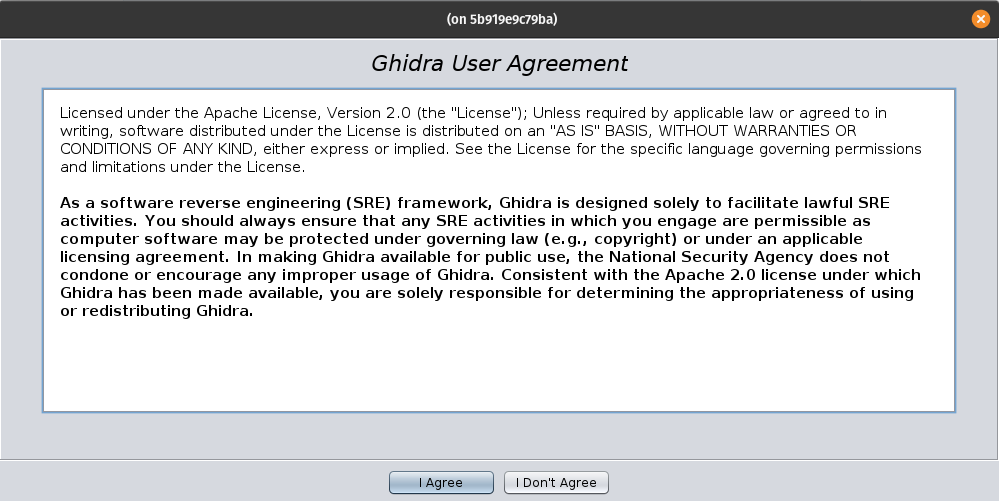 Ghidra on Docker accessed using X forwarding over SSH